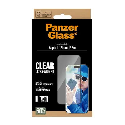 PanzerGlass - Tvrdené sklo UWF s aplikátorom pre iPhone 17 Pro, čierna