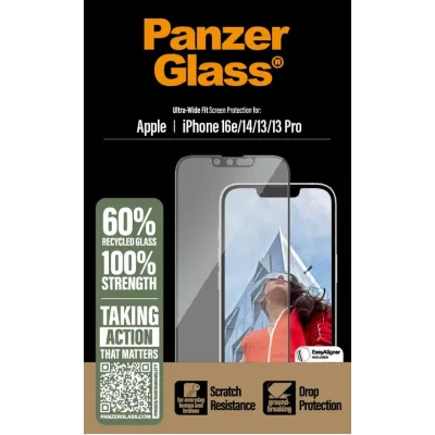 PanzerGlass - Tvrdené sklo UWF pre iPhone 17e/16e/14/13/13 Pro, čierna