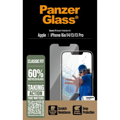 PanzerGlass - Tvrdené sklo s aplikátorom pre iPhone 17e/16e/14/13/13 Pro, číra
