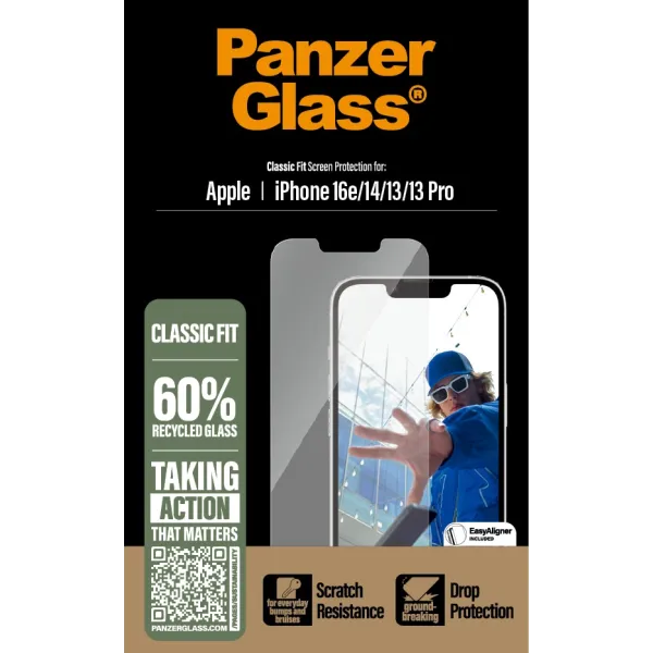 PanzerGlass - Tvrdené sklo s aplikátorom pre iPhone 17e/16e/14/13/13 Pro, číra