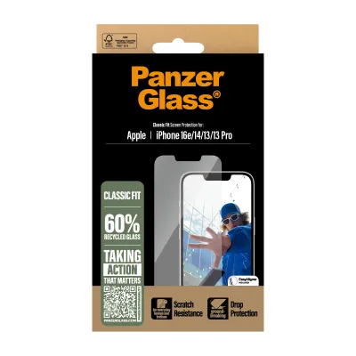 PanzerGlass - Tvrdené sklo s aplikátorom pre iPhone 17e/16e/14/13/13 Pro, číra