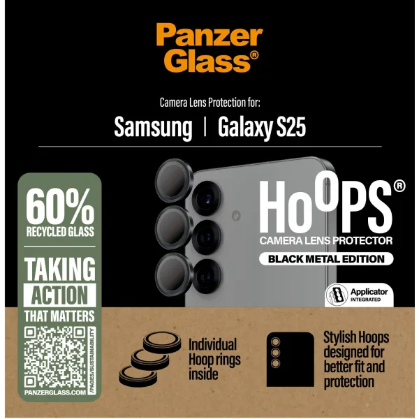 PanzerGlass - Ochranný kryt objektívu Hoops pre Samsung Galaxy S25, čierna