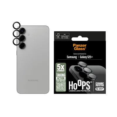 PanzerGlass - Ochranný kryt objektívu Hoops Ceramic pre Samsung Galaxy S25+, čierna