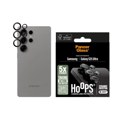 PanzerGlass - Ochranný kryt objektívu Hoops Ceramic pre Samsung Galaxy S25 Ultra, čierna