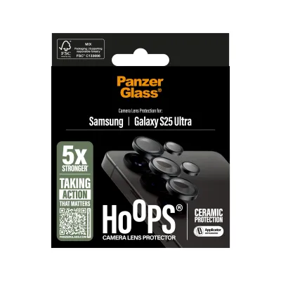 PanzerGlass - Ochranný kryt objektívu Hoops Ceramic pre Samsung Galaxy S25 Ultra, čierna