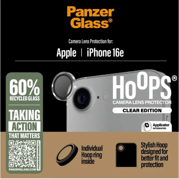 PanzerGlass - Ochranný kryt objektívu Hoops pre iPhone 17e/16e, číra