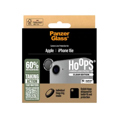 PanzerGlass - Ochranný kryt objektívu Hoops pre iPhone 17e/16e, číra