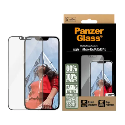 PanzerGlass - Tvrdené sklo UWF s aplikátorom pre iPhone 17e/16e/14/13/13 Pro, čierna