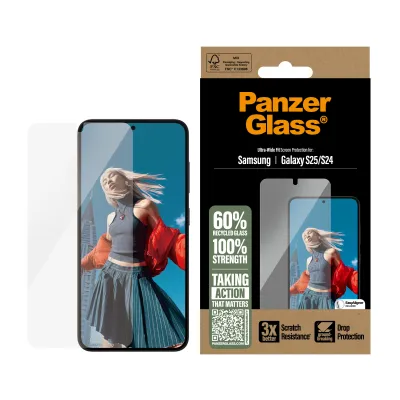 PanzerGlass - Tvrdené sklo UWF s aplikátorom pre Samsung Galaxy S25, číra