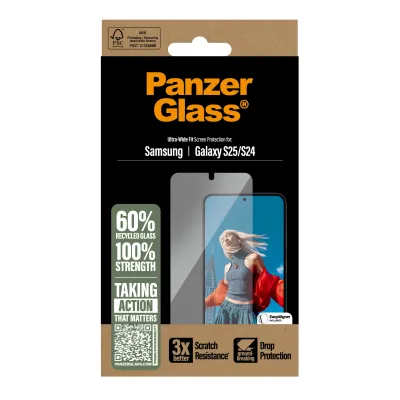 PanzerGlass - Tvrdené sklo UWF s aplikátorom pre Samsung Galaxy S25, číra
