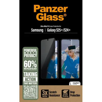 PanzerGlass - Tvrdené sklo UWF Privacy s aplikátorom pre Samsung Galaxy S25+, číra