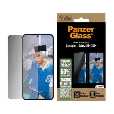 PanzerGlass - Tvrdené sklo UWF Privacy s aplikátorom pre Samsung Galaxy S25+, číra