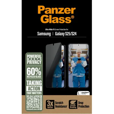 PanzerGlass - Tvrdené sklo UWF Privacy s aplikátorom pre Samsung Galaxy S25/24, číra