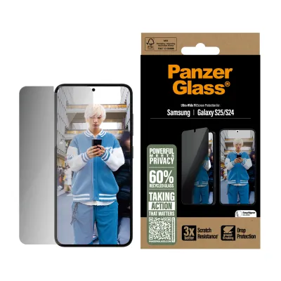 PanzerGlass - Tvrdené sklo UWF Privacy s aplikátorom pre Samsung Galaxy S25/24, číra
