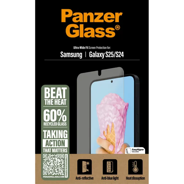 PanzerGlass - Tvrdené sklo UWF All-in-One s aplikátorom pre Samsung Galaxy S25, číra