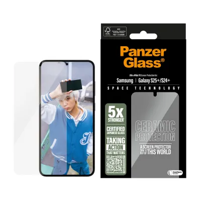 PanzerGlass - Tvrdené sklo UWF Ceramic s aplikátorom pre Samsung Galaxy S25+, číra