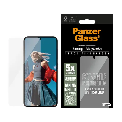 PanzerGlass - Tvrdené sklo UWF Ceramic s aplikátorom pre Samsung Galaxy S25, číra