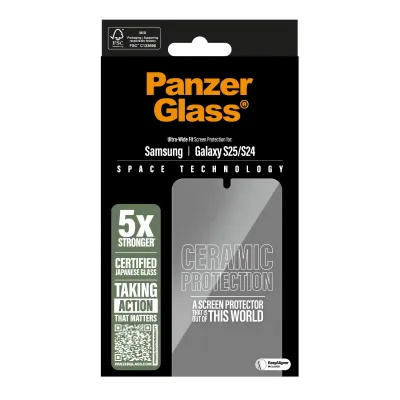 PanzerGlass - Tvrdené sklo UWF Ceramic s aplikátorom pre Samsung Galaxy S25, číra
