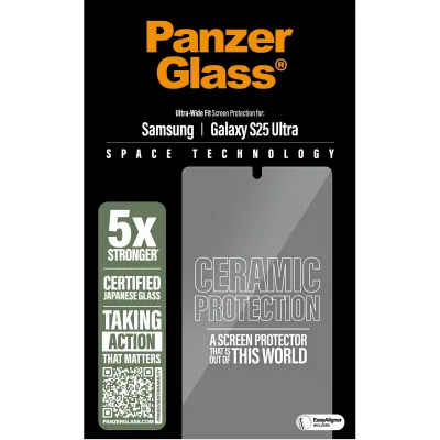 PanzerGlass - Tvrdené sklo UWF Ceramic s aplikátorom pre Samsung Galaxy S25 Ultra, číra