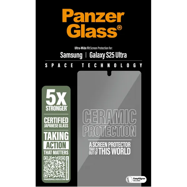 PanzerGlass - Tvrdené sklo UWF Ceramic s aplikátorom pre Samsung Galaxy S25 Ultra, číra