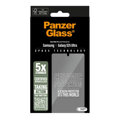 PanzerGlass - Tvrdené sklo UWF Ceramic s aplikátorom pre Samsung Galaxy S25 Ultra, číra