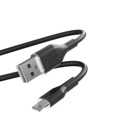 PURO - Kábel USB-A/MFI Lightning, 12 W, Soft, 1,5 m, čierna