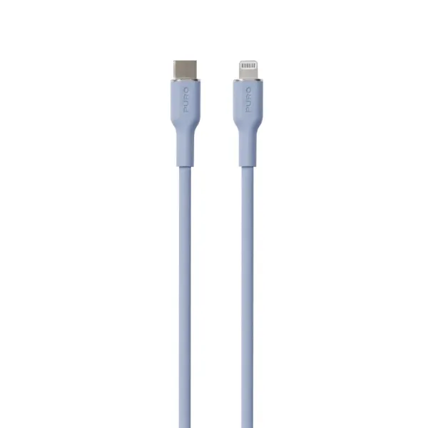 PURO - Kábel USB-C/MFI Lightning, 12 W, Soft, 1,5 m, svetlá modrá