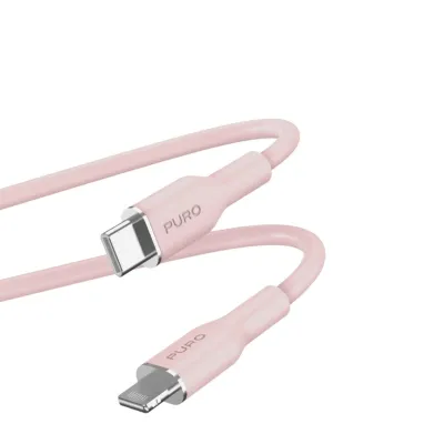 PURO - Kábel USB-C/MFI Lightning, 12 W, Soft, 1,5 m, ružová