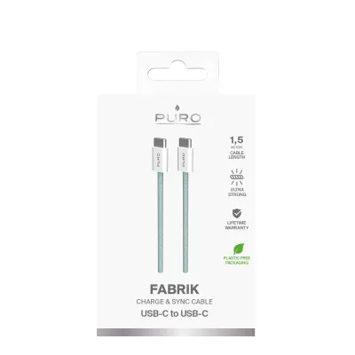 PURO - Kábel USB-C/USB-C, 60 W, Fabrik FABK4, 1,5 m, island mist