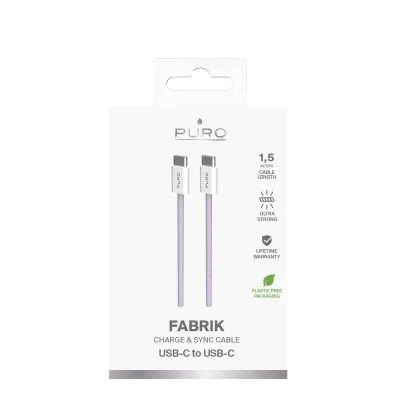 PURO - Kábel USB-C/USB-C, 60 W, Fabrik FABK4, 1,5 m, coraltastic