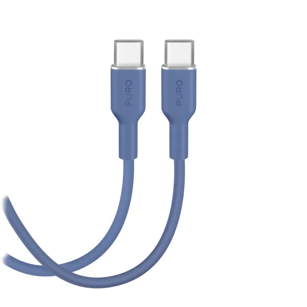 PURO - Kábel USB-C/USB-C 25 W, Soft, 1,5 m, ice blue