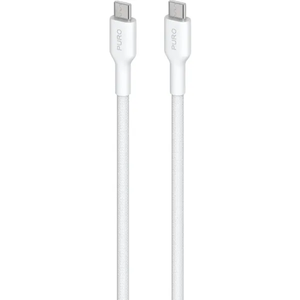 PURO - Kábel USB-C/USB-C, 60 W, Power Delivery, Fabrik, 1,2 m, biela