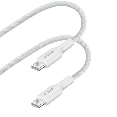 PURO - Kábel USB-C/USB-C, 60 W, Power Delivery, Fabrik, 1,2 m, biela