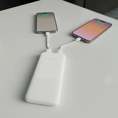 PURO - PowerBank 10000 mAh, 20 W, DAILY 10 PLUS, USB-C/USB-A, biela