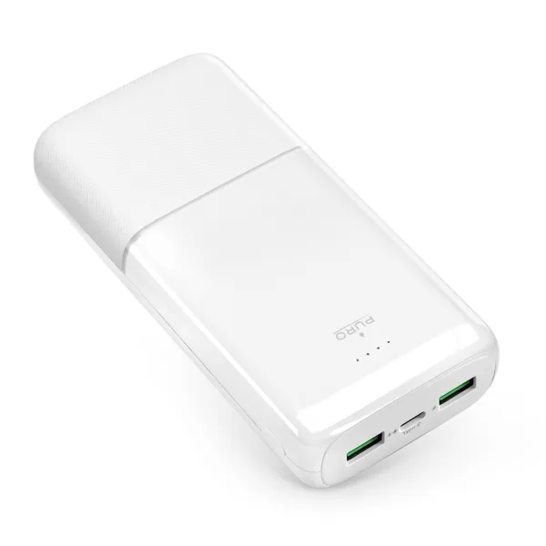 PURO - PowerBank 20000 mAh, 20 W, DAILY 20 PLUS, USB-C/USB-A, biela