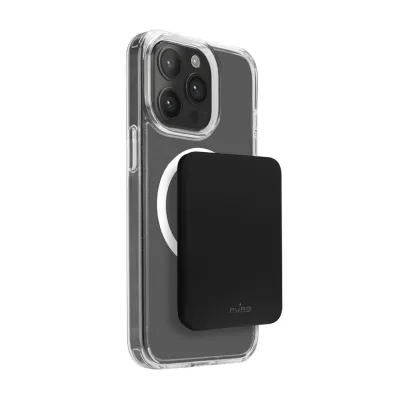 PURO - PowerBank 4200 mAh 5 W, kompatibilná s MagSafe, Mini Power Mag, USB-C, čierna