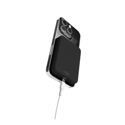 PURO - PowerBank 4200 mAh 5 W, kompatibilná s MagSafe, Mini Power Mag, USB-C, čierna