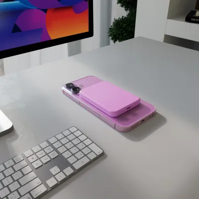 PURO - Bezdrôtová PowerBank 4200 mAh 5 W, kompatibilná s MagSafe, Mini Power Mag, USB-C, coraltastic