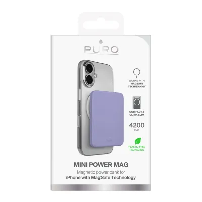 PURO - PowerBank 4200 mAh, kompatibilná s MagSafe, Mini Power Mag, USB-C, ružová