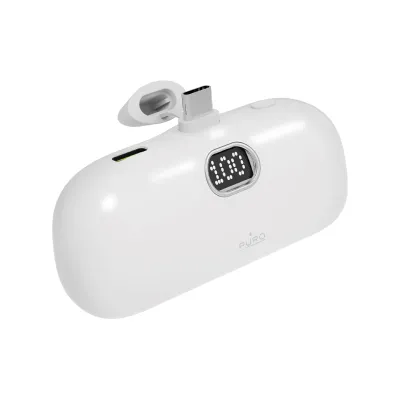 PURO - Powerbank 5000 mAh 10 W, POWER PLUG, USB-C, biela