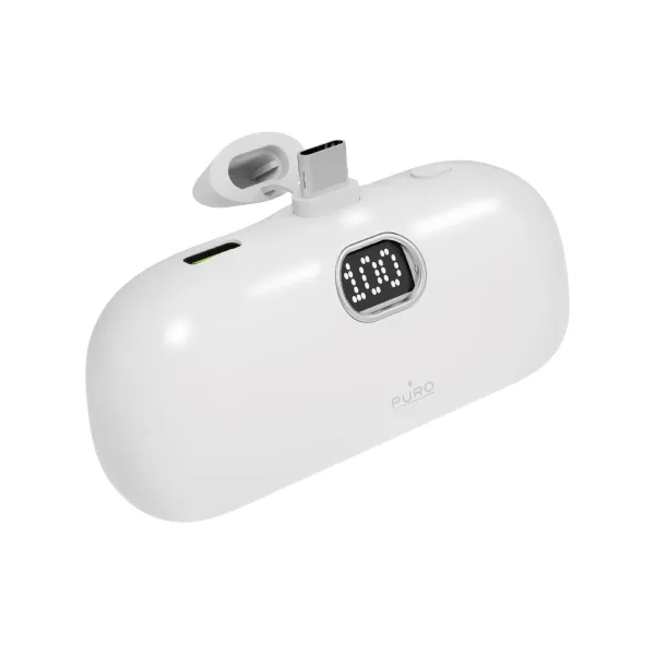 PURO - Powerbank 5000 mAh 10 W, POWER PLUG, USB-C, biela