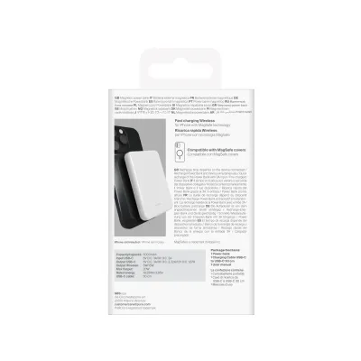 PURO - PowerBank 5000 mAh 15 W, MagSafe/QI2, Power Mag Plus, USB-C, biela