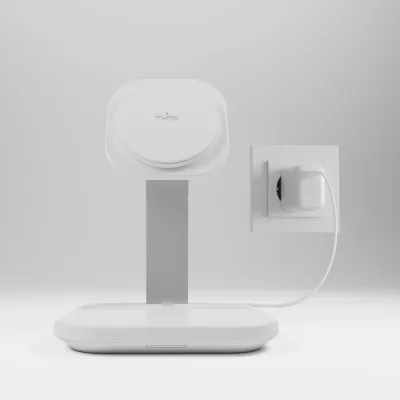 PURO - Bezdrôtová nabíjacia stanica Stand Mag, 2x1, 15 W, biela