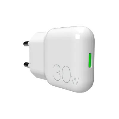 PURO - Cestovný adaptér Slim Pro USB-C, GaN, 30 W, PD, biela