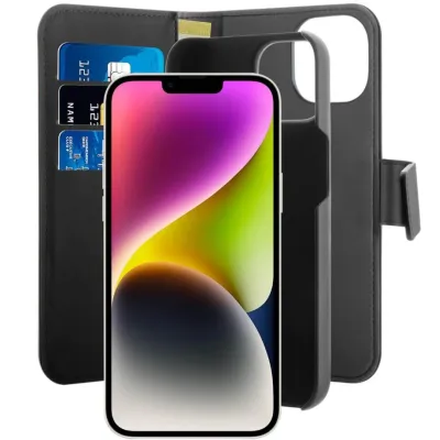 PURO - Puzdro Wallet s MagSafe pre iPhone 14 Plus, odnímateľné, čierna