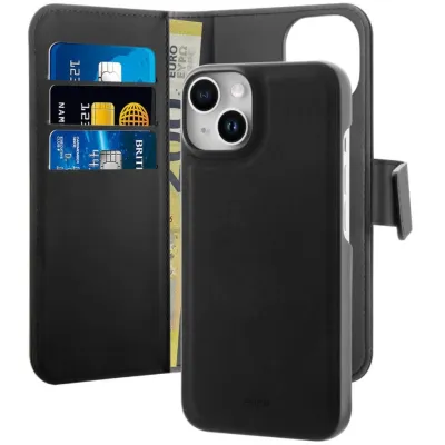 PURO - Puzdro Wallet s MagSafe pre iPhone 14 Pro Max, odnímateľné, čierna