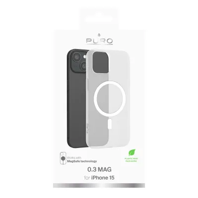 PURO - Puzdro 0.3 MAG s MagSafe pre iPhone 15, transparentná