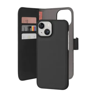 PURO - Puzdro Wallet s MagSafe pre iPhone 15, odnímateľné, čierna