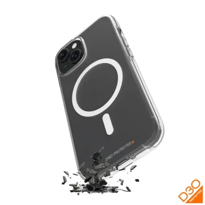 PURO - Puzdro Impact Clear D3O s MagSafe pre iPhone 15, transparentná