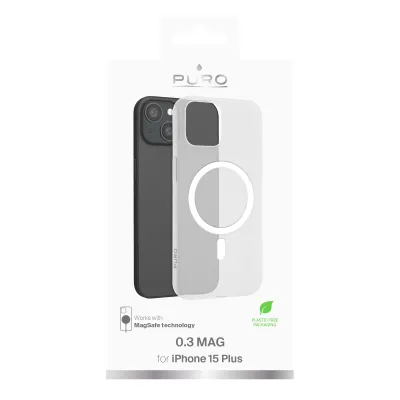 PURO - Puzdro 0.3 MAG s MagSafe pre iPhone 15 Plus, transparentná
